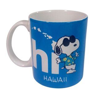 Vintage Blue Snoopy Joe Cool Sunglasses Hawaiian Hibiscus Shirt Hawaii Mug